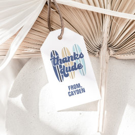 Surfboard tack för favoritmärkord för Beach Birthd Presentetikett