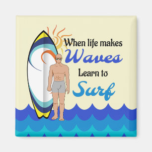 Surfboard vatten vågar inspirationsincitat magnet