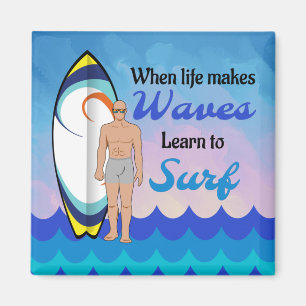 Surfboard vatten vågar inspirationsincitat magnet