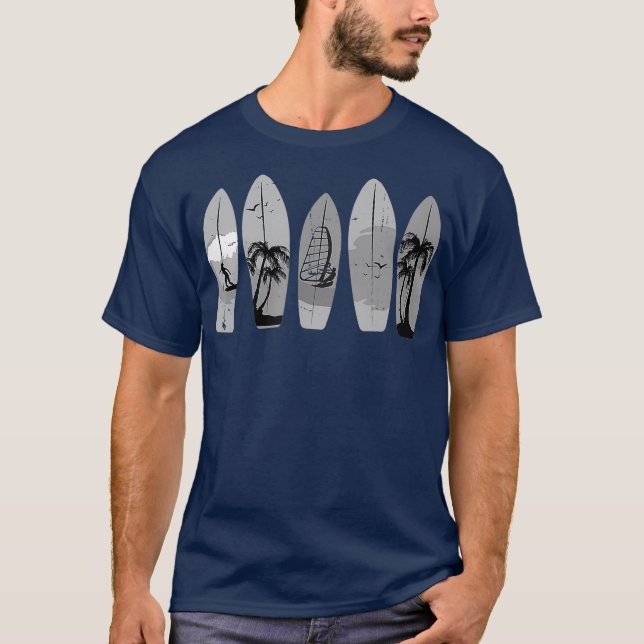 Surfboard Vintage Classic Retro Surfer T Shirt (Framsida)