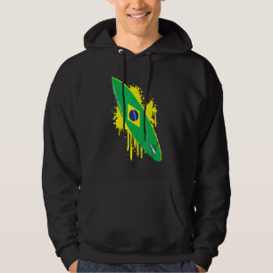 Surfboard-Vintage med Flagga från Brasilien - Surf Hoodie