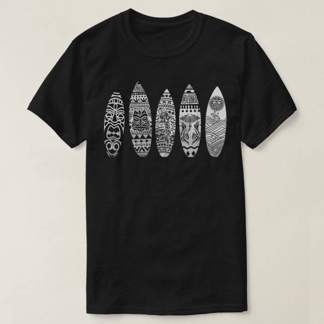 Surfboard Vintage Retro Maori Surfboarder T Shirt (Design framsida)