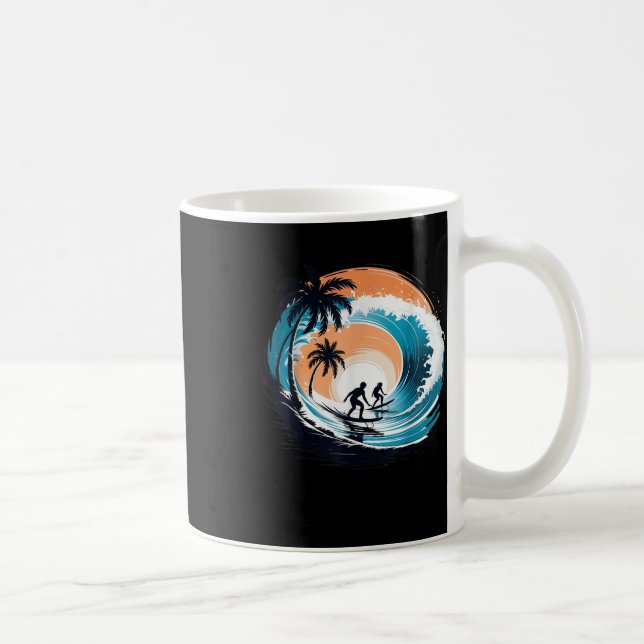 Surfboarder Hawaii Wave Surfing Surfboard Älskare  Kaffemugg (Höger)