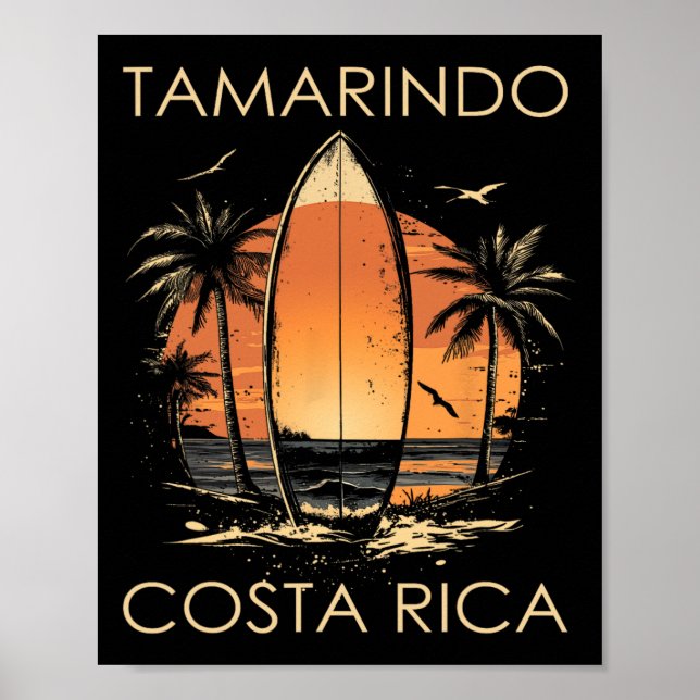 Surfboarder Tamarindo Costa Rica Beach Surfing Sur Poster (Framsidan)