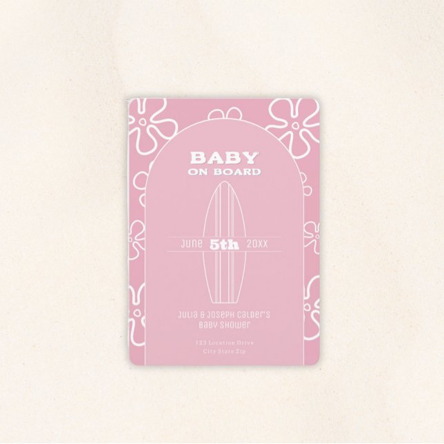 Surfbräda Baby Shower - Anpassad Könsneutral Inbjudningar (Baby on Board Gender Neutral Shower)
