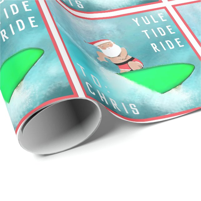 Surfbräda julklapps presentpapper (Rullad Hörn)