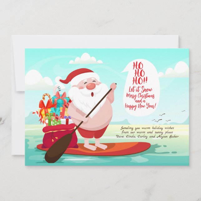 Surfbräda Santa Holiday välkomstkort Julkort (Framsida)