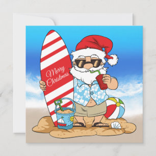 Surfbräda Santa Julkort