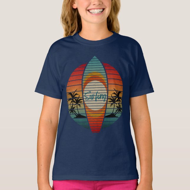 SURFBRÄDA SOMMAR SOLNEDGÅNG STRAND T SHIRT (Framsida)