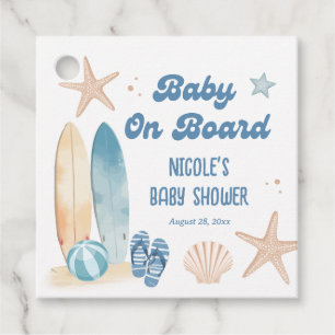 Surfbräda Strand Baby Ombord Baby Shower Gåvor Etiketter