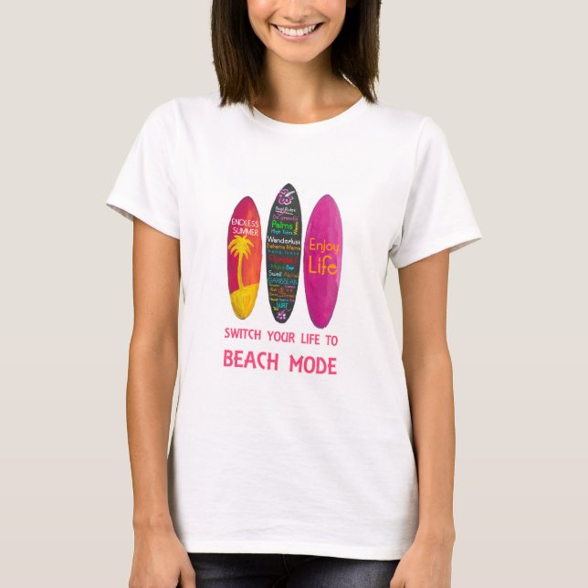Surfbräda Triptych Enjoy Life Poster T Shirt (Framsida)