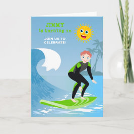 Surfens dag pojk födelsedagsfest inbjudan