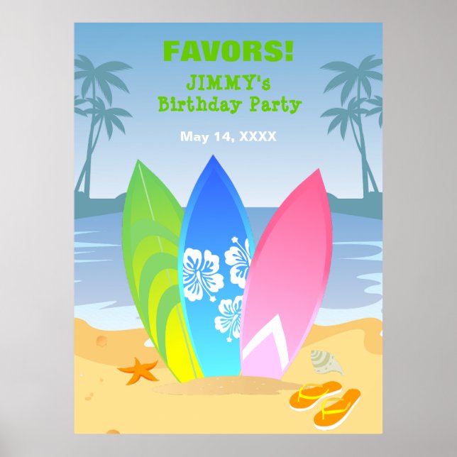 Surfens dag pojk födelsedagsfest poster (Framsidan)