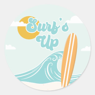Surfens dag strandfödelsedag runt klistermärke