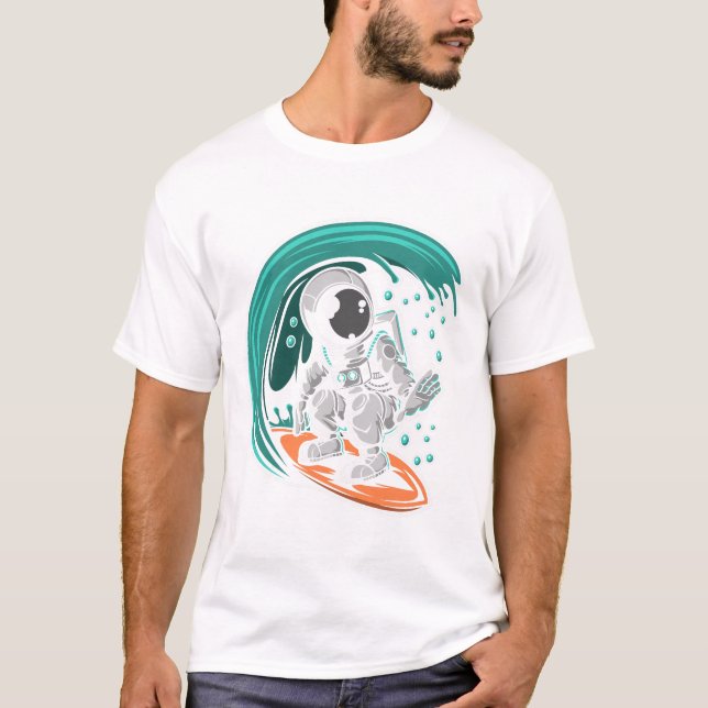 Surfer Astronaut T Shirt (Framsida)