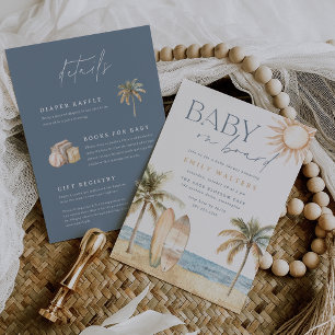 Surfer Baby Shower för kuststrutsar "Baby on board Inbjudningar