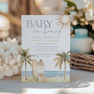 Surfer Baby Shower för kuststrutsar "Baby on board Inbjudningar