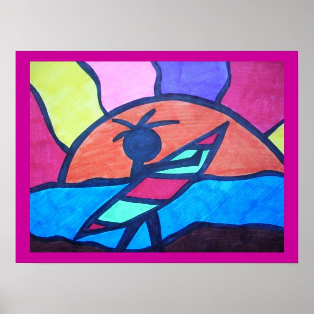 Surfer Beach Sunset Poster (Framsidan)