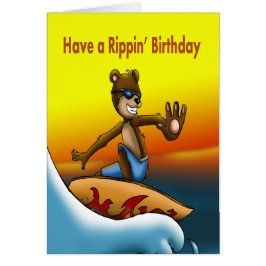 Surfer Bear Birthday Hälsningskort