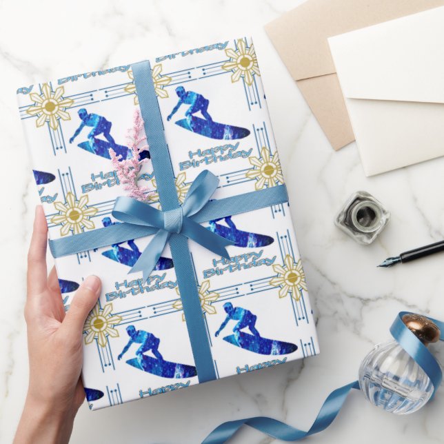 Surfer Birthday Gift Wrapping Papaer Presentpapper (Gifting)