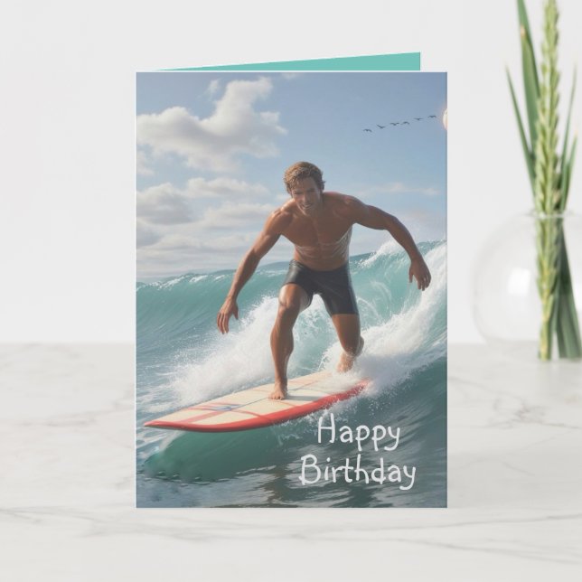 Surfer Birthday Kort (Framsida)