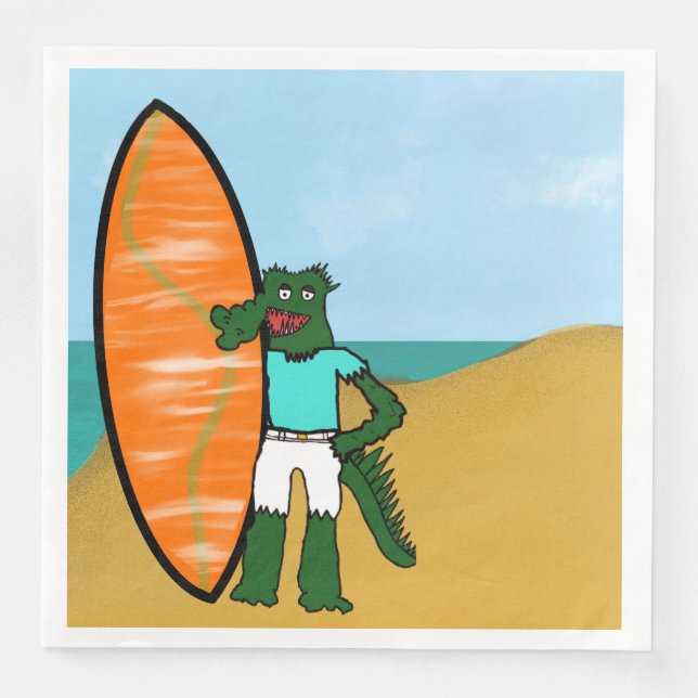 Surfer Birthday Pappersservett (Framsida)