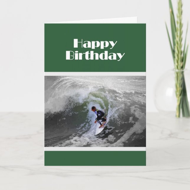 Surfer Boy Birthday Card Kort (Framsida)