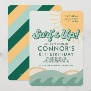 Surfer Boy Birthday-Surfans upp till vilken ålder  Inbjudningar
