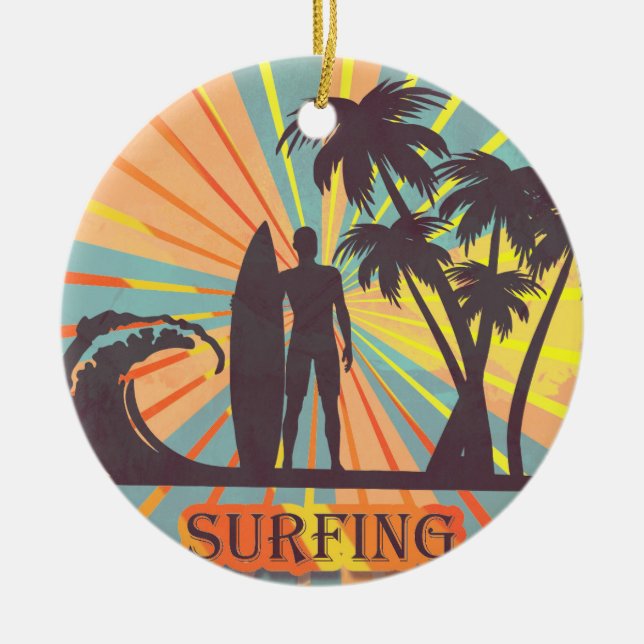 Surfer Boy Ceramic Ornament (Framsidan)
