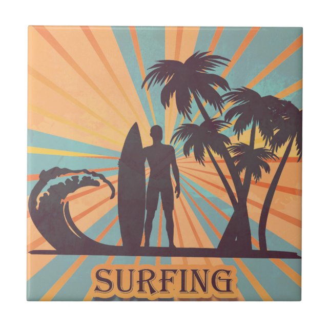 Surfer Boy Ceramic Tile Kakelplatta (Framsidan)