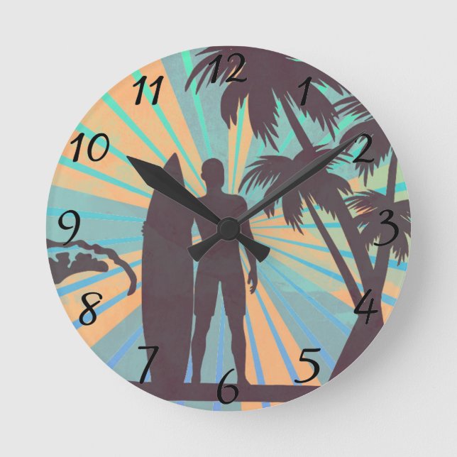 Surfer Boy Clock Rund Klocka (Framsida)