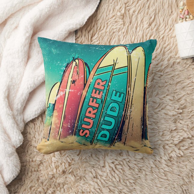 Surfer Boy Colorful Pillow Kudde (Filt)