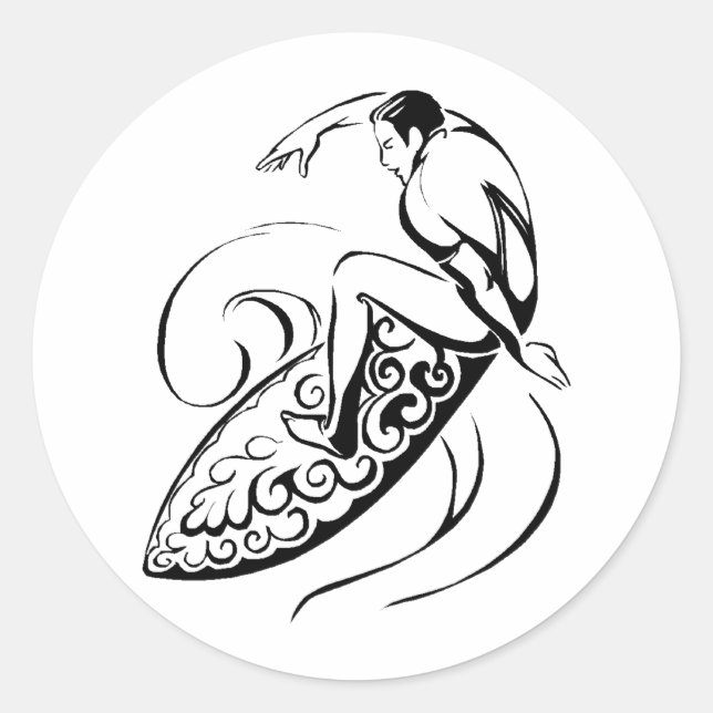 Surfer Boy Runt Klistermärke (Framsida)