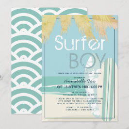 Surfer Boy Surfboard Beach Drive by Baby Shower Inbjudningar