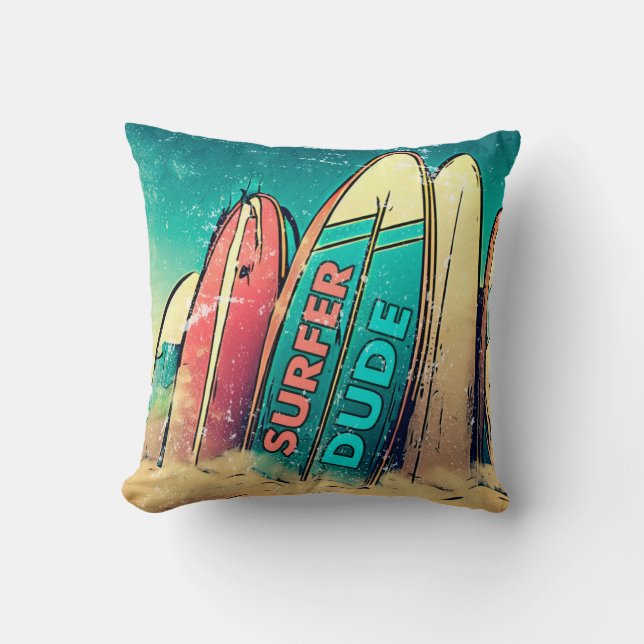 Surfer Boy Surfboard Dekorativ kudde (Framsida)