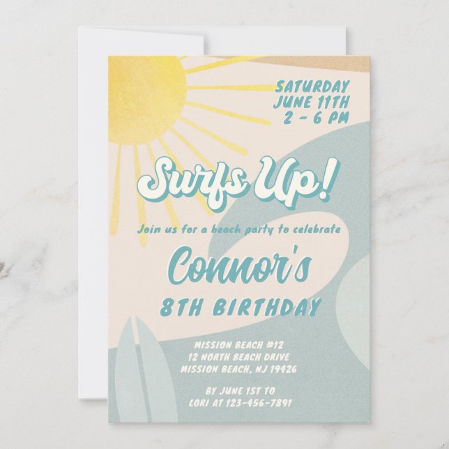 Surfer boyinbjudan till någon Surfa upp Inbjudan (Framsida)