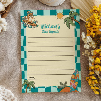 Surfer Cat Summer 1st Birthday Time Capsule Cards Inbjudningar