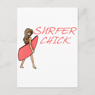 Surfer Chick Vykort