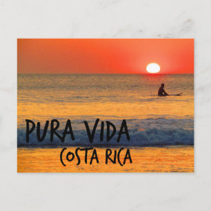 Surfer Costa Rica Pura Vida Sunset Vykort