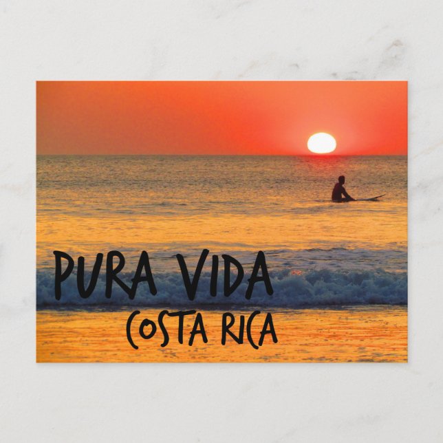 Surfer Costa Rica Pura Vida Sunset Vykort (Framsida)