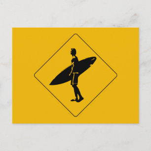 Surfer Crossing Warning Sign, San Diego Vykort