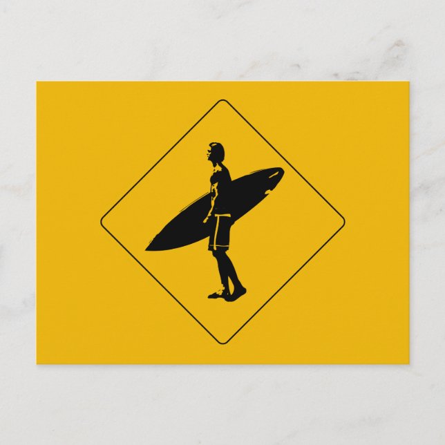 Surfer Crossing Warning Sign, San Diego Vykort (Framsida)