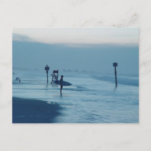 Surfer Dusk Ponce Inlet FL Beach Tide Postkort Vykort