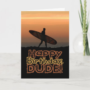 Surfer, fågeldagskort kort
