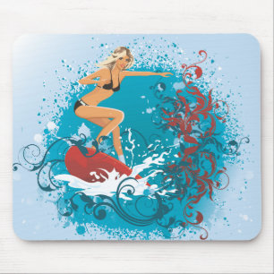 Surfer flicka 1 Mousepad Musmatta