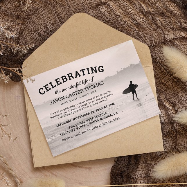 Surfer Funeral | Firande i livet Inbjudningar (Skapare uppladdad)