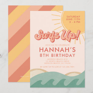 Surfer Girl Birthday-Surfans upp alla åldersinbjud Inbjudningar