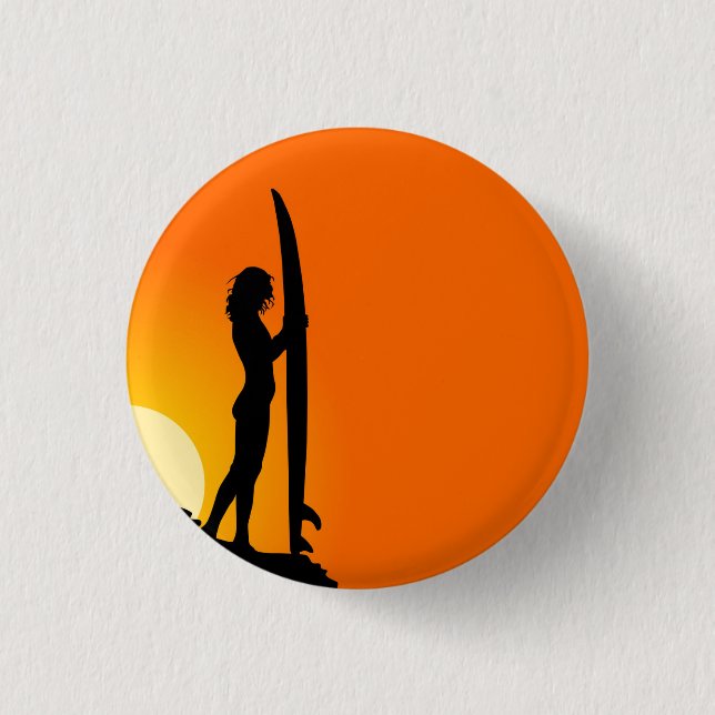 Surfer Girl Girl Button Knapp (Framsida)