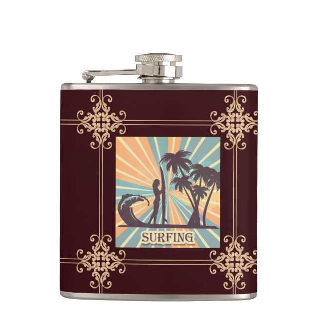 Surfer Girl Girl Flask Fickplunta (Framsidan)