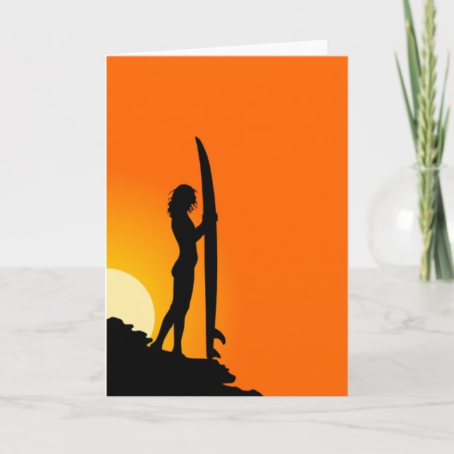 Surfer Girl Greeting Card Kort (Framsida)